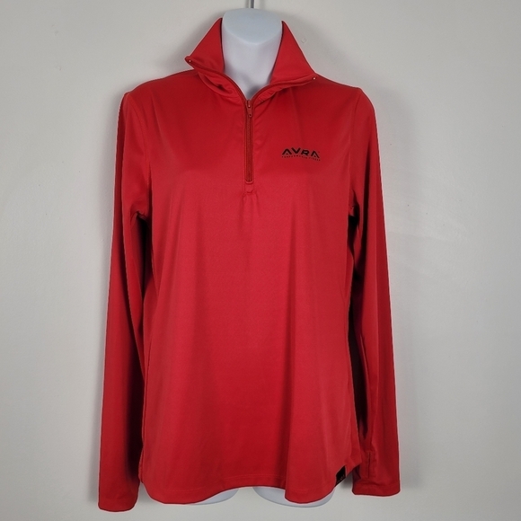 AVRA Performance Fibers Red Quarter Zip Athletic Thumb hole Long sleeve Size L - Picture 8 of 8